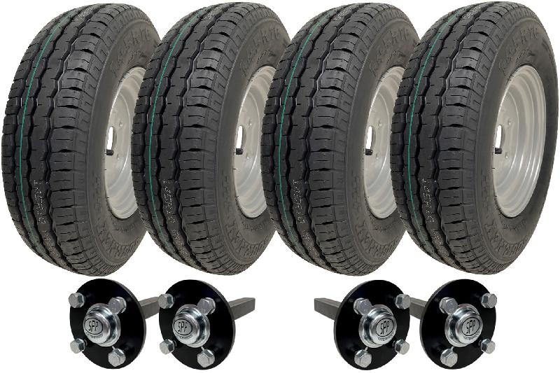 145R10 Twin Axle Trailer Kit High Speed Road Legal Wanda Wheels Hub  Stub Axles_0
