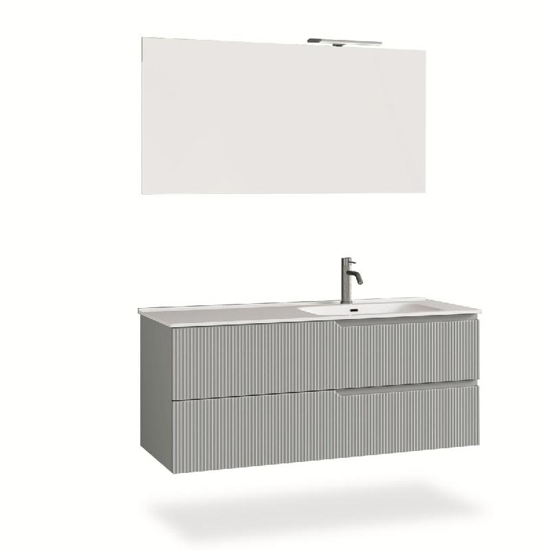 AQA Design Composition de salle de bain en MDF avec baignoire à droite en 4 pièces VENERE gris L.121 P.46,5 H.190 MPVE41-GRI - gris Bois manufactur�_0