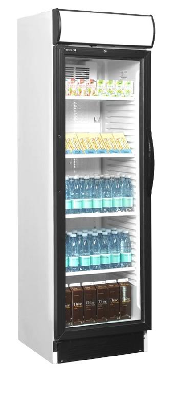 Armoire à boisson blanche porte vitrée avec canopée lumineux et cha... - PCEV425CP 2 LED L/H_0