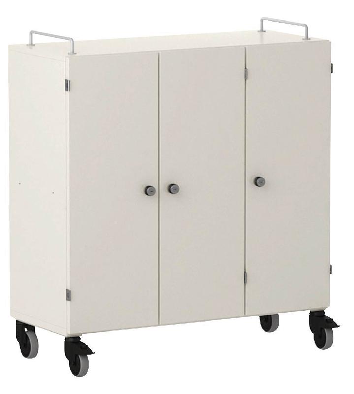 ARMOIRE BASSE SHIFT+ LANDSCAPE MÉLA. 9 CASES - 3 PORTES - BLANC GRIS - BLANC - MANUTAN COLLECTIVITÉS