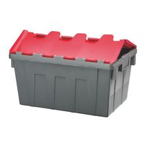 BAC DE STOCKAGE NAVETTE AVEC COUVERCLE EN PLASTIQUE ROUGE - 50 LITRES