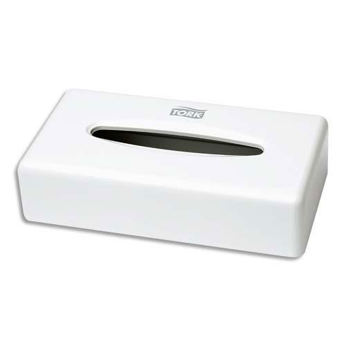 BOÎTE DISTRIBUTRICE TORK - EN PLASTIQUE - POUR MOUCHOIRS - L25,5 X H6 X P14 CM - BLANC