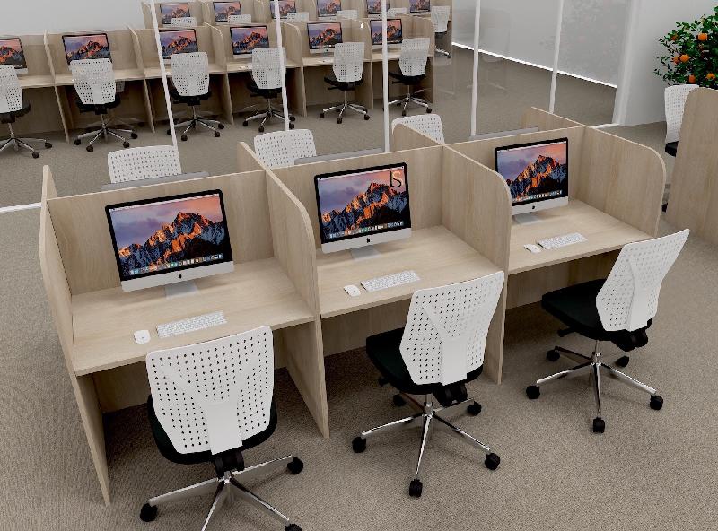 Bureau de call center version double 6 personnes Call. - Acacia clair, 6 places_0