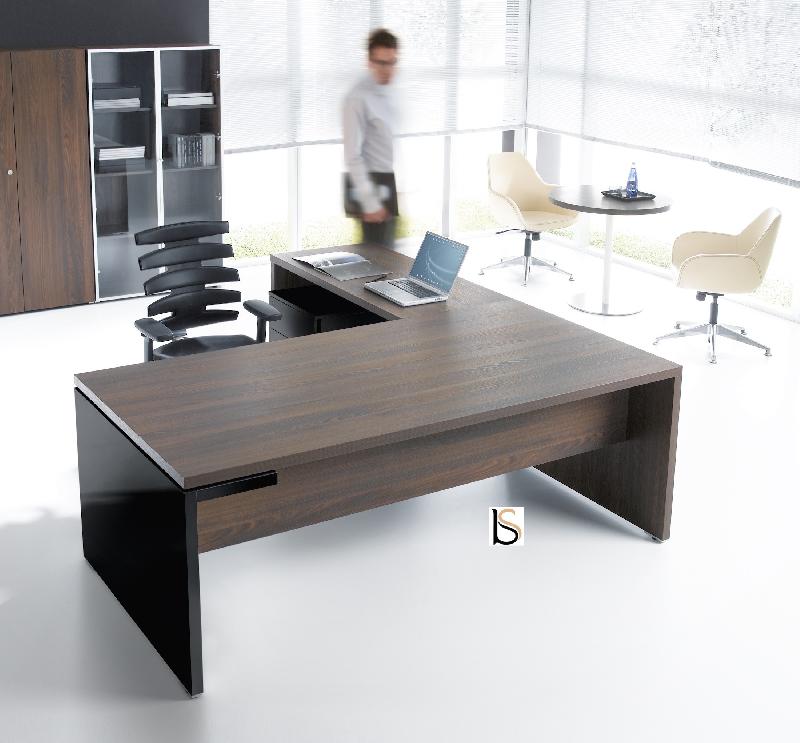 Bureau de direction avec retour Mito - MDD. - 180, Gauche, Sycomore foncé_0