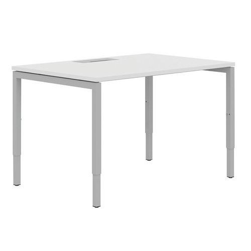 BUREAU DROIT 160 CM PIEDS U AJUSTABLES BLANC/ALU MANUTAN