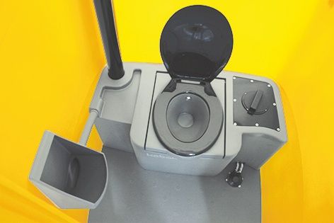 Cabine WC chimique monobloc avec urinoir - Système de nettoyage Fresh et roues intégrées_0