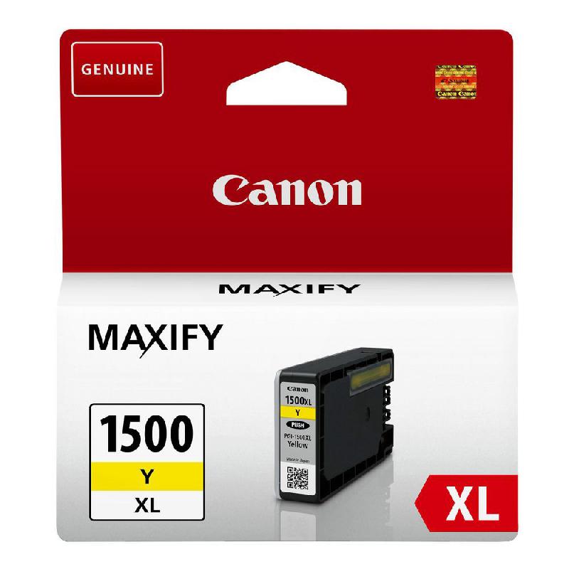 CANON PGI-1500XL Y - 12 ML - A RENDEMENT ELEVE - JAUNE - ORIGINALE - RESERVOIR D'ENCRE - POUR MAXIFY MB2050, MB2150, MB2155, MB2350, MB2750, MB2755