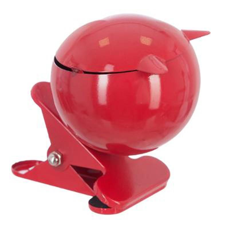 CENDRIER MÉTAL BOULE AVEC PINCE FER 14CM ROUGE - PARIS PRIX_0