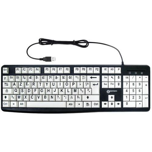 CLAVIER CONFORT VISUEL ÉCRITURE NOIRE TOUCHES BLANCHES - GEEMARC