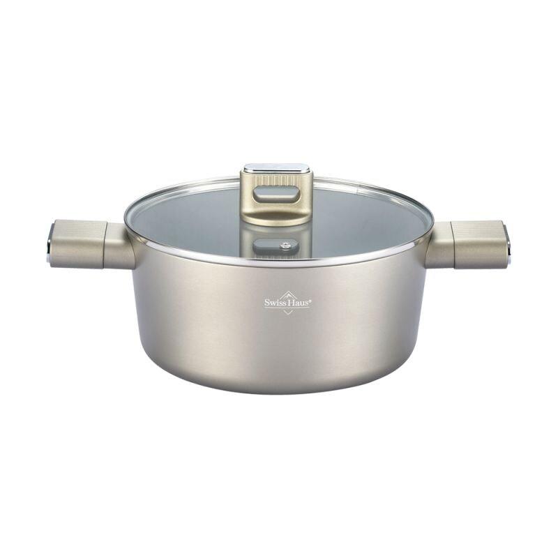 Faitout 28x8,5cm avec couvercle tous feux dont induction Speiez Castle Collection Champagne  SH-SCC28CH usage non-intensif Swiss Haus - 5407011642048_0