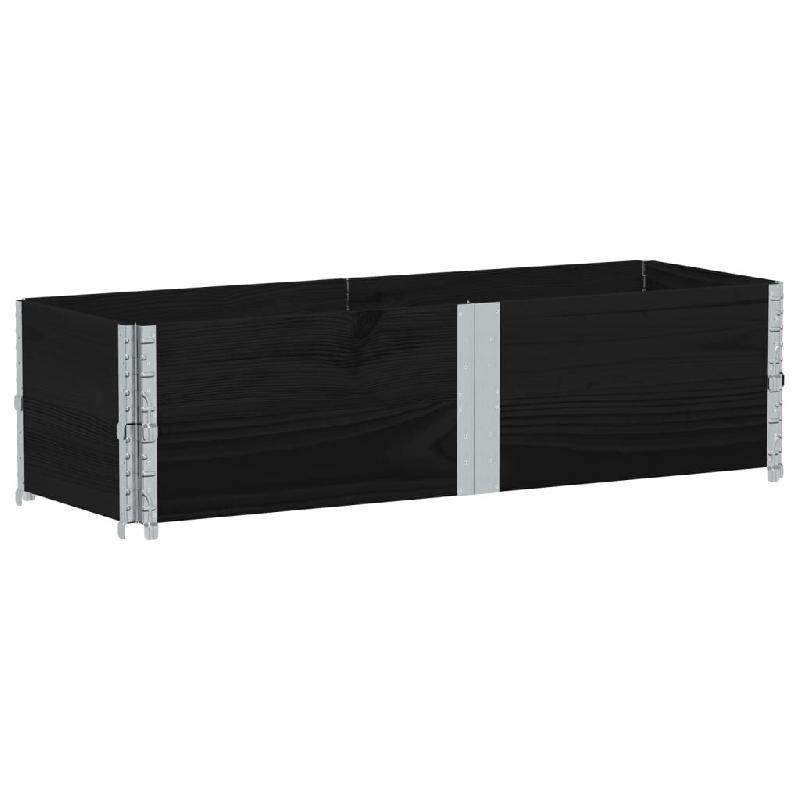 Helloshop26 - Jardinière bac lit surélevé plantes fleurs terrasse jardin 150 x 50 cm bois massif de pin noir 02_0037440 - noir métal 3000217850891_0