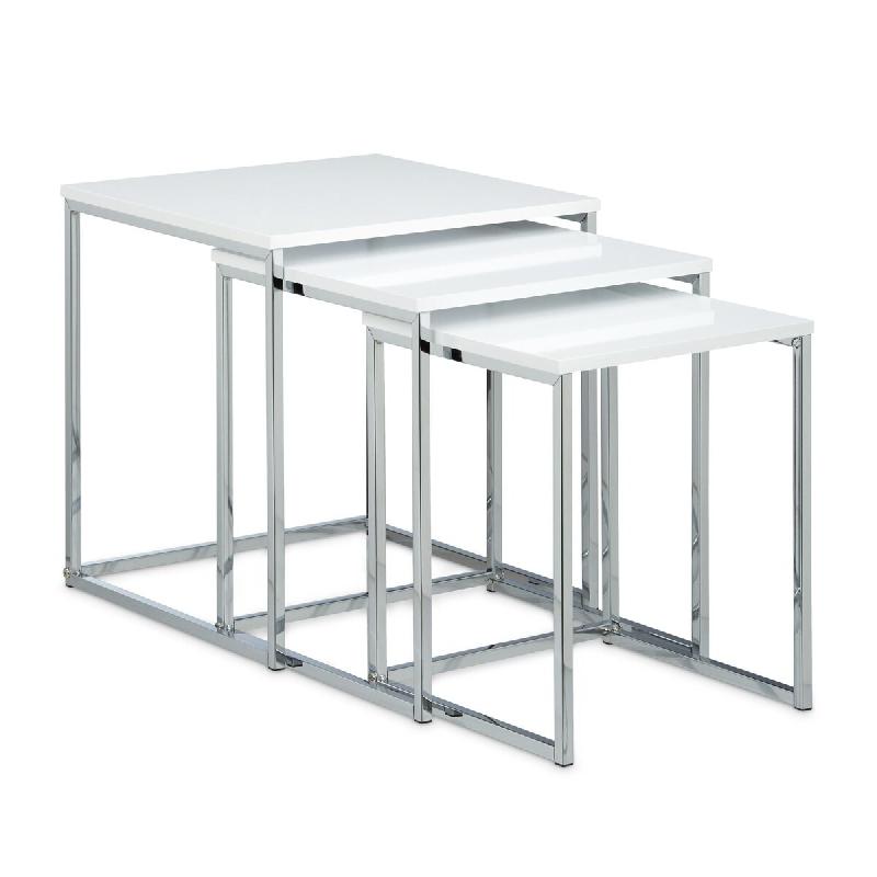 Helloshop26 - Lot de 3 tables gigognes carrées pratiques salon jardin 42 x 40 x 40 cm en MDF blanc 13_0005195 - blanc métal 3000242471382_0