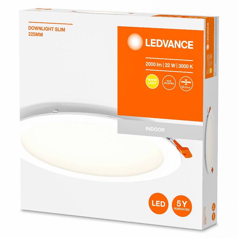 LEDVANCE RECESS SLIM LAMPE ENCASTRABLE LED Ø22CM 3000K