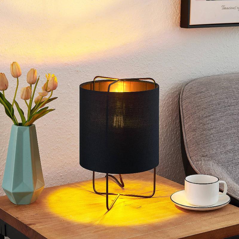 LINDBY KESTA LAMPE À POSER, NOIRE-DORÉE, 32 CM