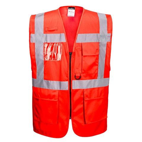 LOT DE 2 - PORTWEST S476 GILET HI-VIS EXECUTIVE - BERLIN ROUGE - TAILLE L