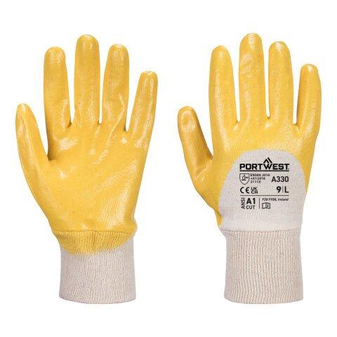 LOT DE 24 - PORTWEST A330 NITRILE DOS AÉRÉ POIGNET TRICOT JAUNE - TAILLE XXL - LA PAIRE