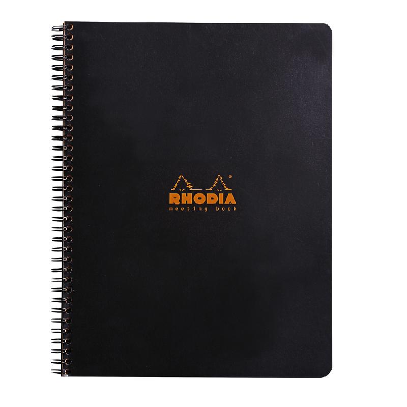 MEETING BOOK RHODIA CLASSIC RELIURE INTÉGRALE 22,5X29,7 CM 160 PAGES IMPRIMÉES DÉTACHABLES 90G - NOIR - LOT DE 5