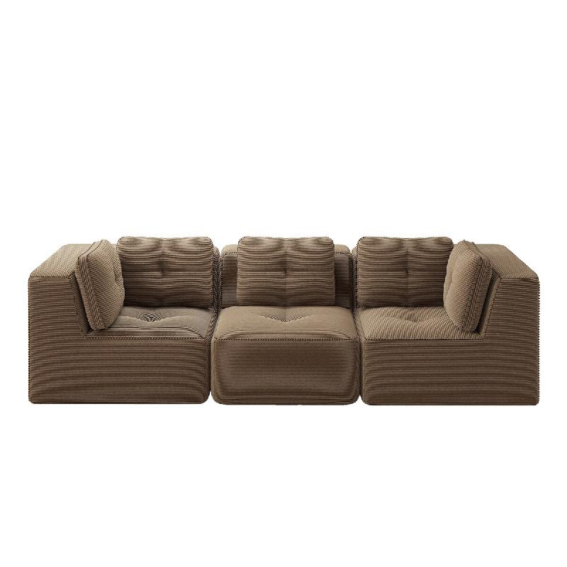 Merax Canapé modulable 3 places, Cloud Sofa Cord sans cadre, canapé lounge près du sol, avec accoudoirs larges, marron - marron multi-matériau W33_0