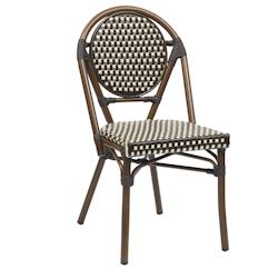 METRO PROFESSIONAL Chaise de terrasse NEUVILLE, aluminium / rotin PE, 45 x 55 x 88 cm, empilable, marron / beige - multicolore multi-matériau 4337255_0