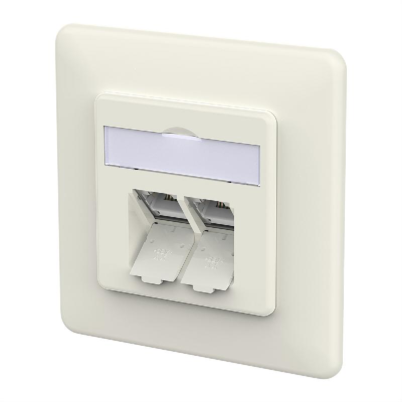 METZ CONNECT E-DAT C6A LSA++ Prise, 2 ports, encastré (UP), blanc pur_0