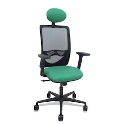 Piqueras y Crespo Silla Zulema sincro malla negra asiento bali verde esmeralda brazos 2D ruedas 65mm cabecero - multi-matériau 390SM840B456B2DB68R65C_0