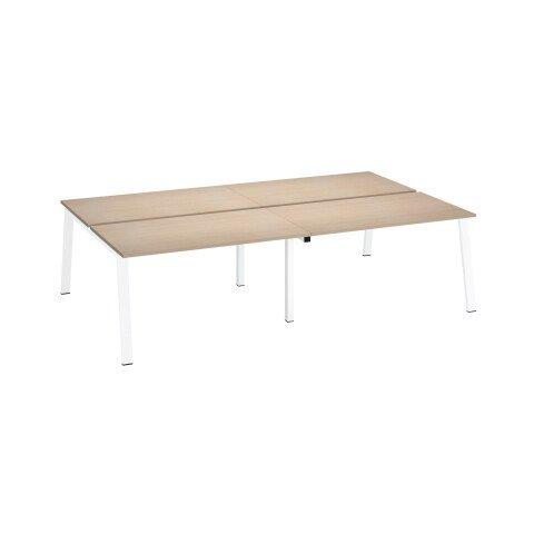 PÔLE DE 4 BUREAUX ECLA CHÊNE CLAIR L 140 X P 80 CM PIÈTEMENT MÉTAL BLANC