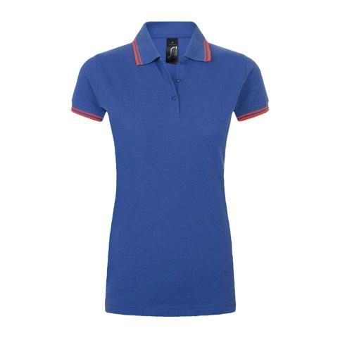 POLO PERSONNALISABLE FEMME EN COTON PEIGNÉ ROYAL/COR FLUO
