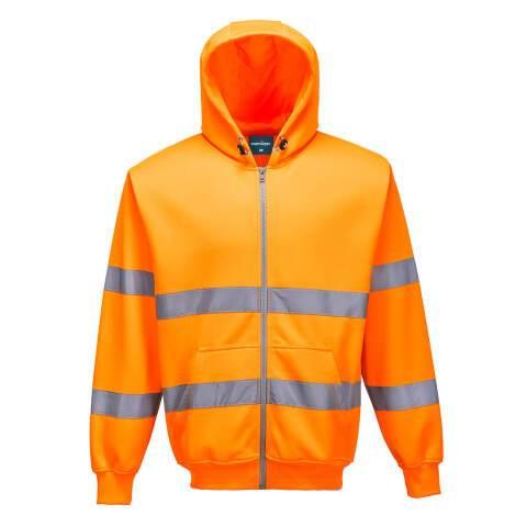 PORTWEST B305 SWEAT ZIP HIVIS À CAPUCHE ORANGE - TAILLE S