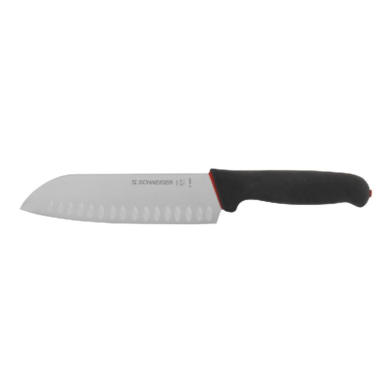 Schneider - S-Grip Santoku, avec bord creux, poignée : noir, rouge, 180 mm - noir acier 267031_0