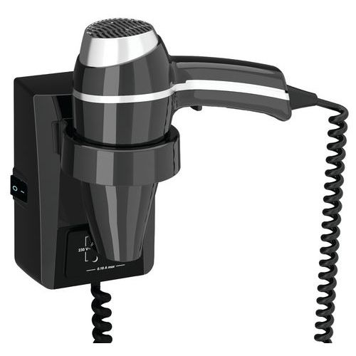 SÈCHE-CHEVEUX NOIR AVEC SUPPORT ET INTERRUPTEUR PR MT CLIPPER II