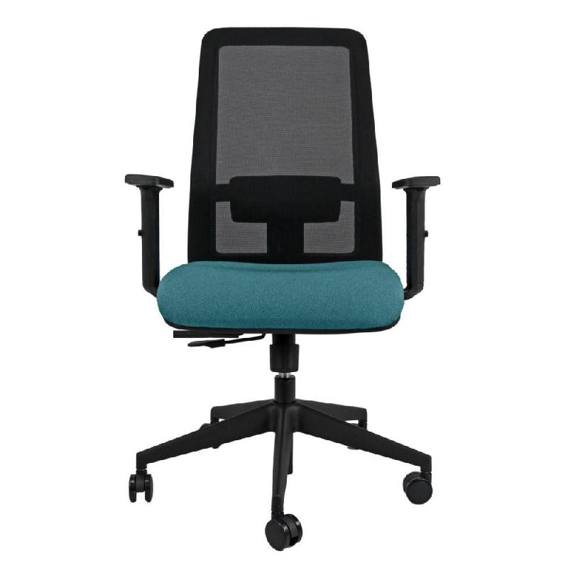 SIEGE DE BUREAU NAÏA TISSU RECYCLE ET DOSSIER MAILLE AVEC ACCOUDOIRS - BLEU