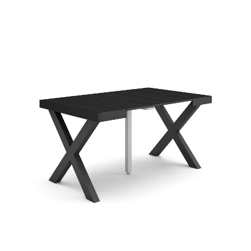 SKRAUT HOME Table console extensible, 140, Pour 6 personnes, Pieds bois massif, Noir - noir Bois manufacturé 164_41_0