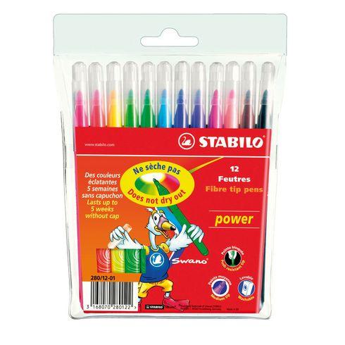 FEUTRE STABILO POWER COULEURS ASSORTIES POINTE MOYENNE - POCHETTE DE 12