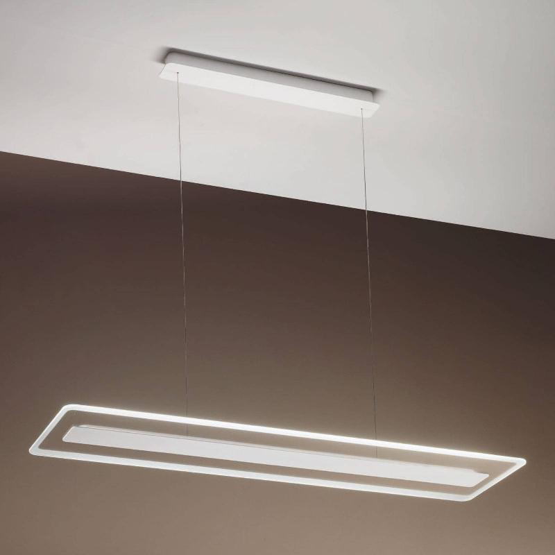 LINEA LIGHT SUSPENSION LED ANTILLE VERRE RECTANGULAIRE CHROMÉE