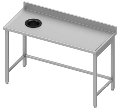 Table de travail inox adossée sans étagère 1500x600x900 avec trou vide ordure  à gauche soudée - 933126150_0