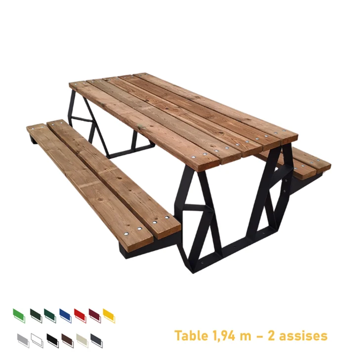 Table pique-nique KOMPOSE - Table 370 cm assise 1 côté_0