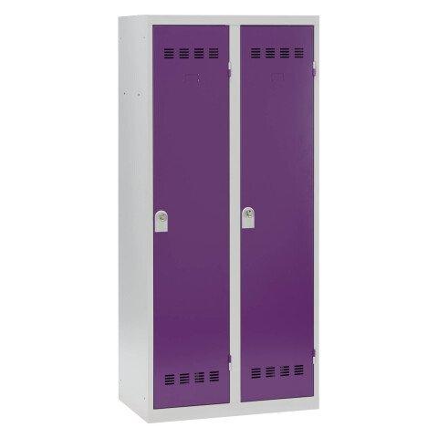 VESTIAIRE 2 COLONNES COLOR MONOBLOC INDUSTRIE SALISSANTE PRUNE