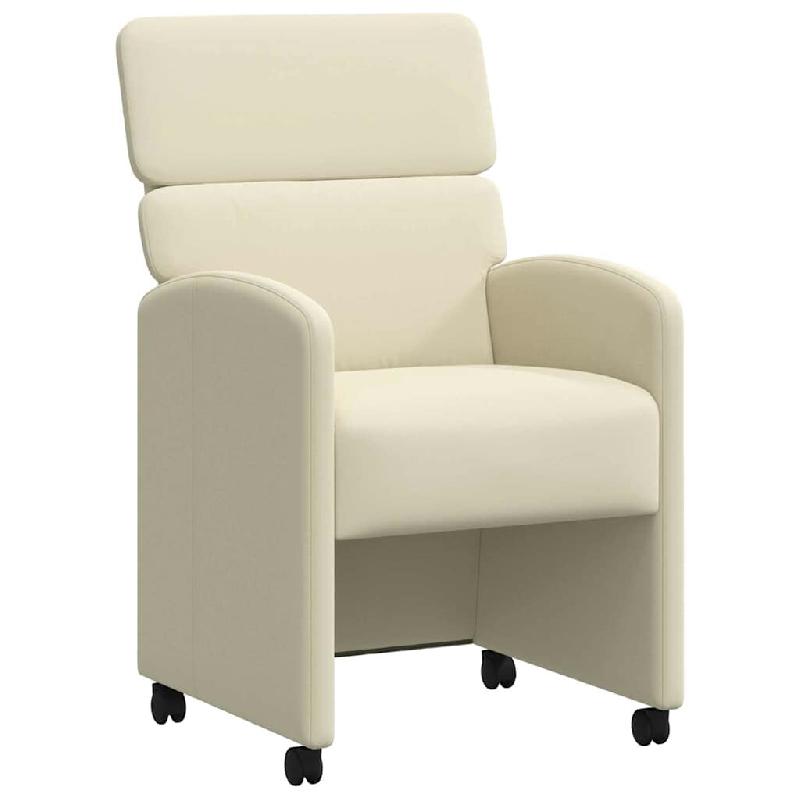 VidaXL Chaises de Salle à Manger avec Roues 2 pcs Crème Simili cuir Modèle Parnis - 42017884_0