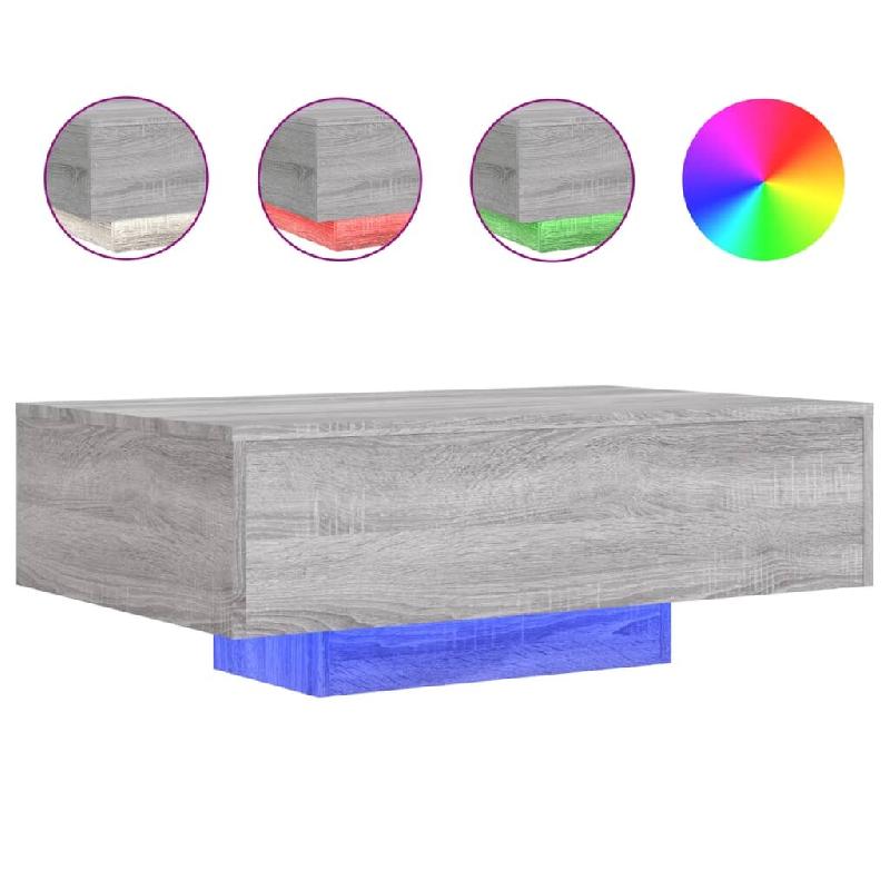 VidaXL Table basse avec lumières LED sonoma gris 85x55x31 cm Modèle Nova Essence - 836614_0