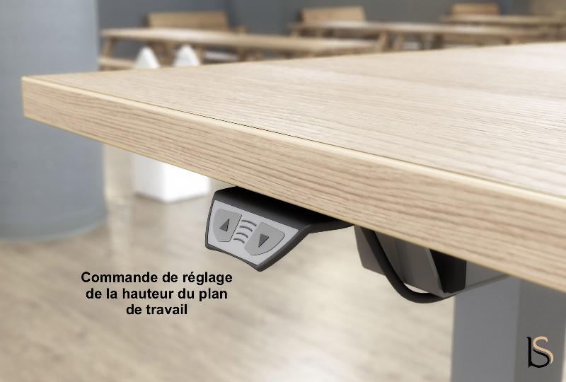 Bureau bench réglable en hauteur UP - Mobel Linea - Non, 140, Alu, Acacia clair_1