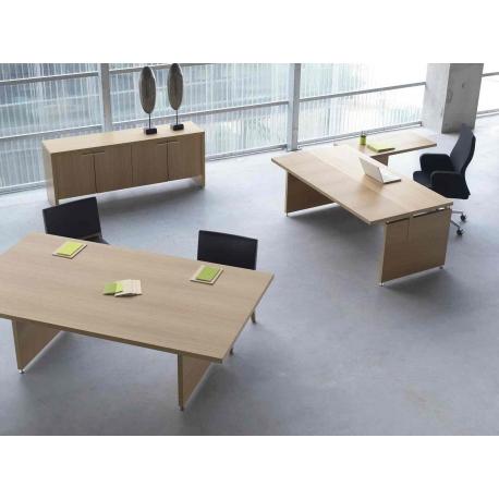 Bureau de direction MAKI - Ébénisterie chêne naturel - L 180 x 100 cm avec retour direct_0