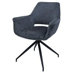Décoshop26 - Chaise de salle à manger x1 rembourrée avec accoudoir rotatif en tissu gris foncé et métal 04_0006350 - gris 3000261723424_0