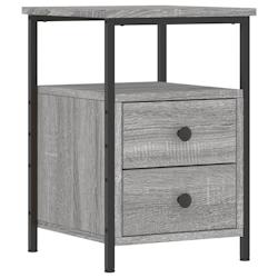 Décoshop26 - Table de chevet avec deux tiroirs et étagère 34 x 35,5 x 50 cm bois d'ingénierie gris DEC034587 - gris 3000260187166_0