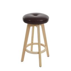 Décoshop26 - Tabouret de bar chaise haute de bar assise rotatif bordeaux pieds en bois clair 04_0001245 - 3000132232697_0