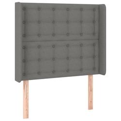 Décoshop26 - Tête de lit accessoire couchage chambre à coucher meuble avec rebord latéral latéral 103 x 16 x 118/128 cm tissu gris TDL0205071 - g_0