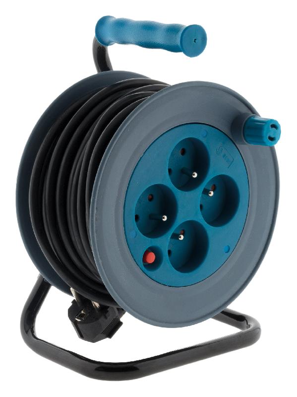 Enrouleur ménager 15m 3G1 mm² - Bleu - 4 prises 2P+T - Zenitech_0
