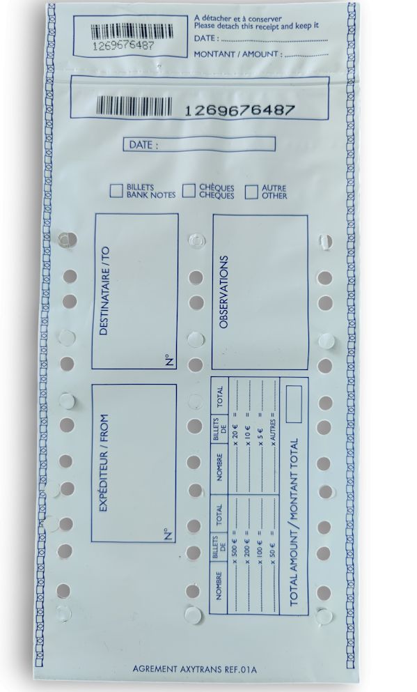 Enveloppe sécurisée pour billets à usage unique AXYTRANS 01A - Lot de 100_0