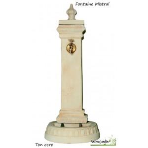 Fontaine mistral, borne, en pierre reconstituée 108cm, ton ocre - 216053-ocre_0