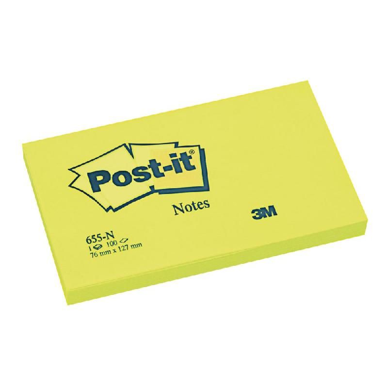 POST-IT® BLOC DE NOTES ADHÉSIVES - 76 X 127 MM- COULEUR : JAUNE NÉON (PRIX À L'UNITÉ)