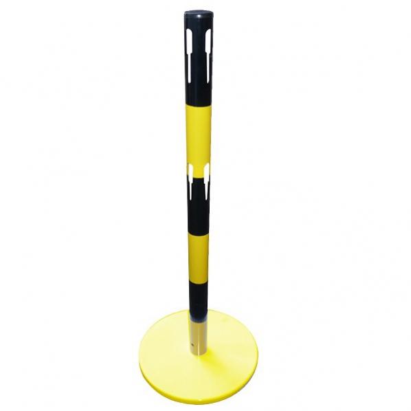 Poteau métal avec pied lesté - Noir/jaune - 4 coloris - Avec 2 crochets pour chaînes - Marque Rolléco_0